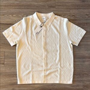 White Textured Casual Button Down Shirt
